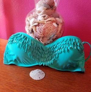 Xhilaration bead embellished teal bikini top sz m